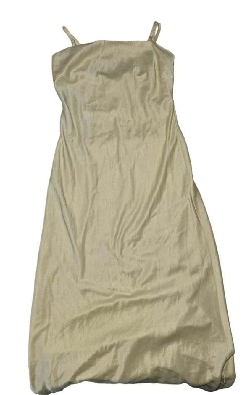 Satin Slip Dress Yellow Midi